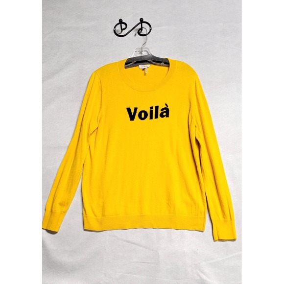 COURT & ROWE Sweaters - Court & Rowe Yellow "Voila" Knit Crew Neck Long Sleeve Sweater Cotton L